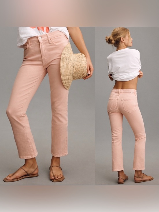 MOTHER Denim - MOTHER The Insider Hover High Rise Crop Flare Jeans Peach Parfait Pink 26